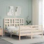 Double bed frame with solid wood headboard by vidaXL, Beds and slatted bases - Ref: Foro24-3194866, Price: 116,35 €, Discount: %