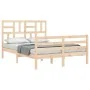 Double bed frame with solid wood headboard by vidaXL, Beds and slatted bases - Ref: Foro24-3194866, Price: 116,35 €, Discount: %