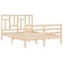 Doppelbettgestell mit Kopfteil aus Massivholz von vidaXL, Betten und Lattenroste - Ref: Foro24-3194931, Preis: 116,92 €, Raba...