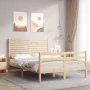 Double bed frame with solid wood headboard by vidaXL, Beds and slatted bases - Ref: Foro24-3194996, Price: 136,96 €, Discount: %