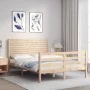Double bed frame with solid wood headboard by vidaXL, Beds and slatted bases - Ref: Foro24-3194996, Price: 136,96 €, Discount: %