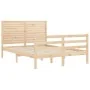 Double bed frame with solid wood headboard by vidaXL, Beds and slatted bases - Ref: Foro24-3194996, Price: 136,96 €, Discount: %