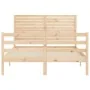 Double bed frame with solid wood headboard by vidaXL, Beds and slatted bases - Ref: Foro24-3194996, Price: 136,96 €, Discount: %