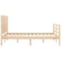 Double bed frame with solid wood headboard by vidaXL, Beds and slatted bases - Ref: Foro24-3194996, Price: 136,96 €, Discount: %