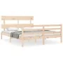 Double bed frame with solid wood headboard by vidaXL, Beds and slatted bases - Ref: Foro24-3195096, Price: 141,61 €, Discount: %