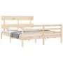 Double bed frame with solid wood headboard by vidaXL, Beds and slatted bases - Ref: Foro24-3195096, Price: 141,61 €, Discount: %