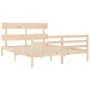 Double bed frame with solid wood headboard by vidaXL, Beds and slatted bases - Ref: Foro24-3195096, Price: 141,61 €, Discount: %