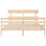 Double bed frame with solid wood headboard by vidaXL, Beds and slatted bases - Ref: Foro24-3195096, Price: 141,61 €, Discount: %