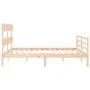 Double bed frame with solid wood headboard by vidaXL, Beds and slatted bases - Ref: Foro24-3195096, Price: 141,61 €, Discount: %
