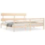 Double bed frame with solid wood headboard by vidaXL, Beds and slatted bases - Ref: Foro24-3195106, Price: 147,69 €, Discount: %