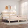 Double bed frame with solid wood headboard by vidaXL, Beds and slatted bases - Ref: Foro24-3195106, Price: 147,69 €, Discount: %