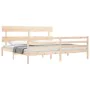 Double bed frame with solid wood headboard by vidaXL, Beds and slatted bases - Ref: Foro24-3195106, Price: 147,69 €, Discount: %