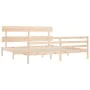 Double bed frame with solid wood headboard by vidaXL, Beds and slatted bases - Ref: Foro24-3195106, Price: 147,69 €, Discount: %