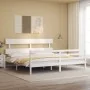 Doppelbettgestell mit weißem Massivholz-Kopfteil von vidaXL, Betten und Lattenroste - Ref: Foro24-3195107, Preis: 145,16 €, R...