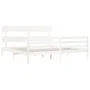 Estructura cama de matrimonio con cabecero madera maciza blanco de vidaXL, Camas y somieres - Ref: Foro24-3195107, Precio: 14...