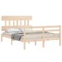 Double bed frame with solid wood headboard by vidaXL, Beds and slatted bases - Ref: Foro24-3195126, Price: 112,55 €, Discount: %