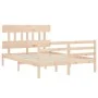 Double bed frame with solid wood headboard by vidaXL, Beds and slatted bases - Ref: Foro24-3195126, Price: 112,55 €, Discount: %