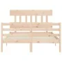 Double bed frame with solid wood headboard by vidaXL, Beds and slatted bases - Ref: Foro24-3195126, Price: 112,55 €, Discount: %