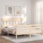 Double bed frame with solid wood headboard by vidaXL, Beds and slatted bases - Ref: Foro24-3195161, Price: 133,55 €, Discount: %