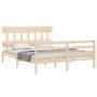Double bed frame with solid wood headboard by vidaXL, Beds and slatted bases - Ref: Foro24-3195161, Price: 133,55 €, Discount: %