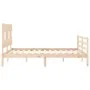 Double bed frame with solid wood headboard by vidaXL, Beds and slatted bases - Ref: Foro24-3195161, Price: 133,55 €, Discount: %