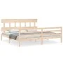 Double bed frame with solid wood headboard by vidaXL, Beds and slatted bases - Ref: Foro24-3195171, Price: 148,65 €, Discount: %