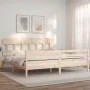 Double bed frame with solid wood headboard by vidaXL, Beds and slatted bases - Ref: Foro24-3195171, Price: 148,65 €, Discount: %