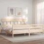 Estructura de cama de matrimonio con cabecero madera maciza de vidaXL, Camas y somieres - Ref: Foro24-3195171, Precio: 148,64...