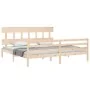 Double bed frame with solid wood headboard by vidaXL, Beds and slatted bases - Ref: Foro24-3195171, Price: 148,65 €, Discount: %