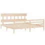 Double bed frame with solid wood headboard by vidaXL, Beds and slatted bases - Ref: Foro24-3195171, Price: 148,65 €, Discount: %