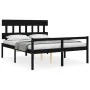 Double bed for seniors with black solid wood headboard by vidaXL, Beds and slatted bases - Ref: Foro24-3195425, Price: 151,35...