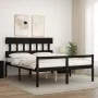 Double bed for seniors with black solid wood headboard by vidaXL, Beds and slatted bases - Ref: Foro24-3195425, Price: 151,35...