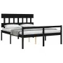 Double bed for seniors with black solid wood headboard by vidaXL, Beds and slatted bases - Ref: Foro24-3195425, Price: 151,35...