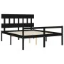 Double bed for seniors with black solid wood headboard by vidaXL, Beds and slatted bases - Ref: Foro24-3195425, Price: 151,35...
