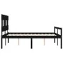 Double bed for seniors with black solid wood headboard by vidaXL, Beds and slatted bases - Ref: Foro24-3195425, Price: 151,35...
