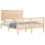 Double bed frame with solid wood headboard by vidaXL, Beds and slatted bases - Ref: Foro24-3195191, Price: 124,87 €, Discount: %
