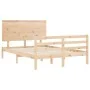 Double bed frame with solid wood headboard by vidaXL, Beds and slatted bases - Ref: Foro24-3195191, Price: 124,87 €, Discount: %