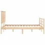 Double bed frame with solid wood headboard by vidaXL, Beds and slatted bases - Ref: Foro24-3195191, Price: 124,87 €, Discount: %