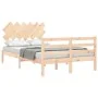 Double bed frame with solid wood headboard by vidaXL, Beds and slatted bases - Ref: Foro24-3195256, Price: 113,72 €, Discount: %