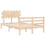 Double bed frame with solid wood headboard by vidaXL, Beds and slatted bases - Ref: Foro24-3195256, Price: 113,72 €, Discount: %