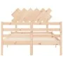 Double bed frame with solid wood headboard by vidaXL, Beds and slatted bases - Ref: Foro24-3195256, Price: 113,72 €, Discount: %