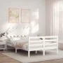 Double bed frame with white solid wood headboard by vidaXL, Beds and slatted bases - Ref: Foro24-3195262, Price: 134,81 €, Di...