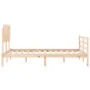Double bed frame with solid wood headboard by vidaXL, Beds and slatted bases - Ref: Foro24-3195256, Price: 113,72 €, Discount: %