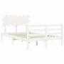 Double bed frame with white solid wood headboard by vidaXL, Beds and slatted bases - Ref: Foro24-3195262, Price: 134,81 €, Di...