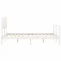 Double bed frame with white solid wood headboard by vidaXL, Beds and slatted bases - Ref: Foro24-3195262, Price: 134,81 €, Di...