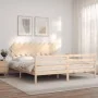 Double bed frame with solid wood headboard by vidaXL, Beds and slatted bases - Ref: Foro24-3195301, Price: 151,37 €, Discount: %