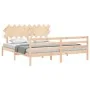 Double bed frame with solid wood headboard by vidaXL, Beds and slatted bases - Ref: Foro24-3195301, Price: 151,37 €, Discount: %