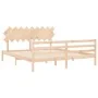 Double bed frame with solid wood headboard by vidaXL, Beds and slatted bases - Ref: Foro24-3195301, Price: 151,37 €, Discount: %