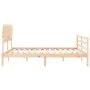 Double bed frame with solid wood headboard by vidaXL, Beds and slatted bases - Ref: Foro24-3195301, Price: 151,37 €, Discount: %