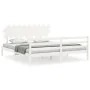 Double bed frame with white solid wood headboard by vidaXL, Beds and slatted bases - Ref: Foro24-3195302, Price: 151,65 €, Di...